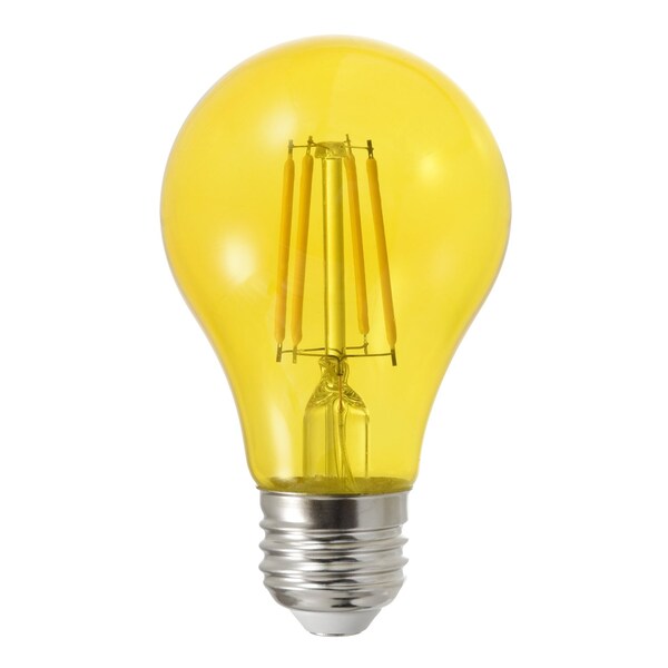 Ledvance LED A19, 4.5W, Dimmable, 15000 life, YELLOW Finish LED4.5A19DIMYELLOWGLRP 6/CS 1/SKU - main