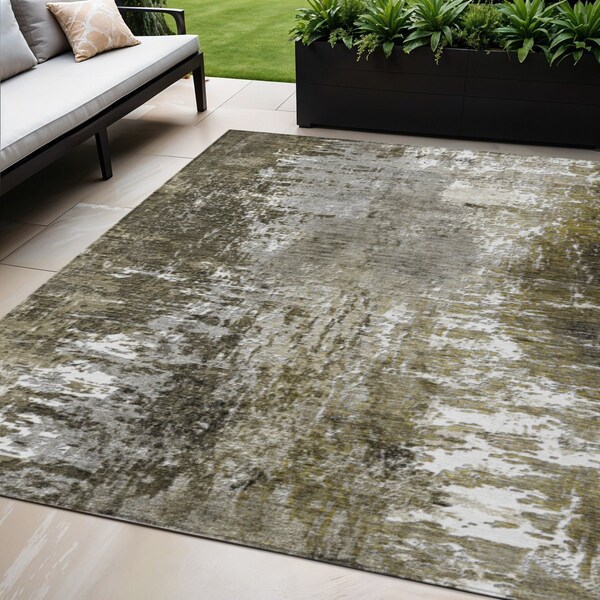 Homeroots 5' X 8' Taupe Brown And Gray Abstract Washable Indoor Outdoor Area Rug 582933 - main