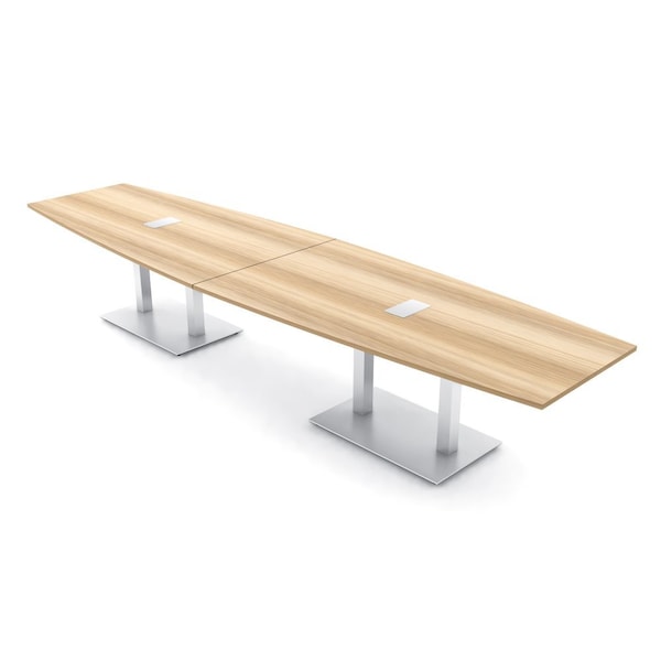 Skutchi Designs Boat Conference Table With Power Unit, 48 in W, 168 in L, Brown HAR-BOT-48x168-DOU-K525-ESIL - main