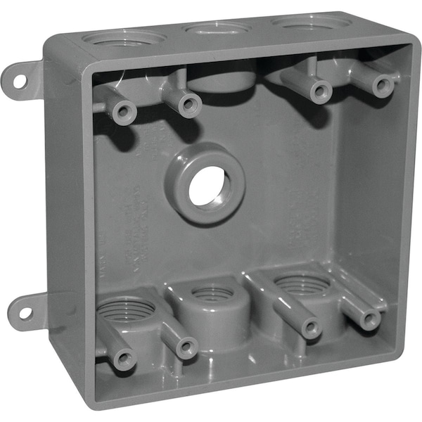 Southwire Dual Gang, 3 1/2'', 4 3/4'' 7-Hole Gray Weatherproof PVC Junction Box P2GB-77550-UPC - main
