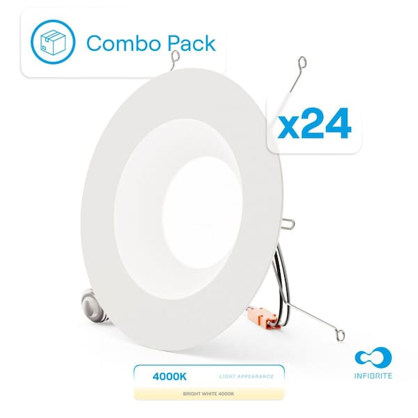 Infibrite 6 In. Retrofit 4000K Cool White LED Recessed Light 12W 1100LM, Dimmable, Wet Rated, 24PK IB-006-4-12W-WH-24PK - main