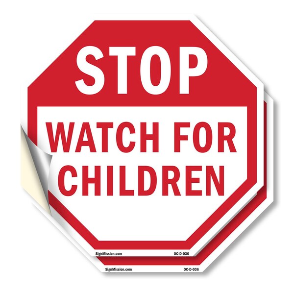 Signmission Stop Watch For Children, 4 inch X 4 inch, Vinyl Decal, 2PK OC-D-2PACK-4-36 - main