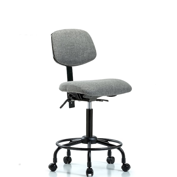 Blue Ridge Ergonomics Chair, Fabric, Med Bench, RT Casters, Gry, No Arms, 22" to 29" Height, Gray BR-FMBCH-RT-T0-A0-RC-F44 - main