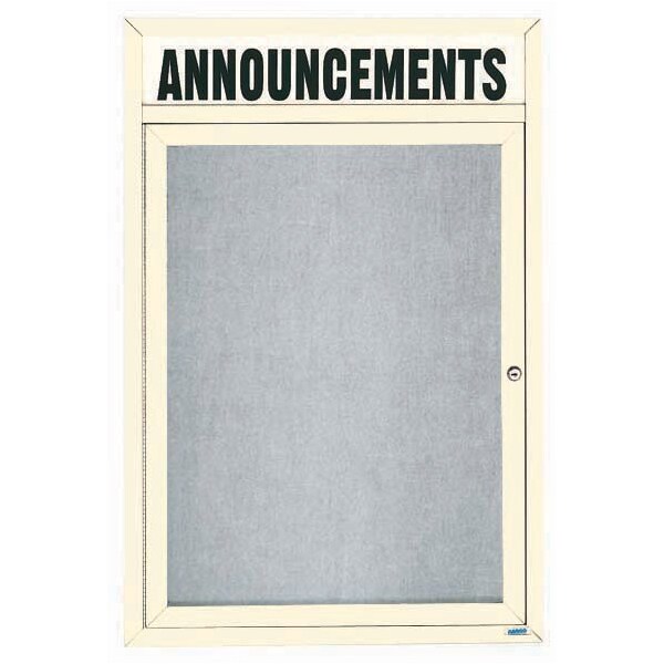 Aarco Outdoor Enclosed Bulletin Board w/ Al Frame Header, Powder Coated Ivory, 24''Hx18''W ODCC2418RHIV - main