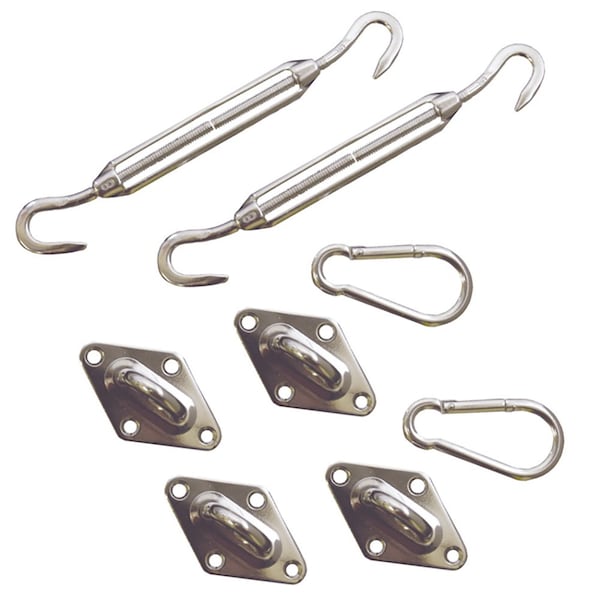 King Canopy Sun Shade Sail Quadrilateral Hardware Kit for Installation, Turnbuckle is 8in closed 11in open, SS ZT2001400 - main