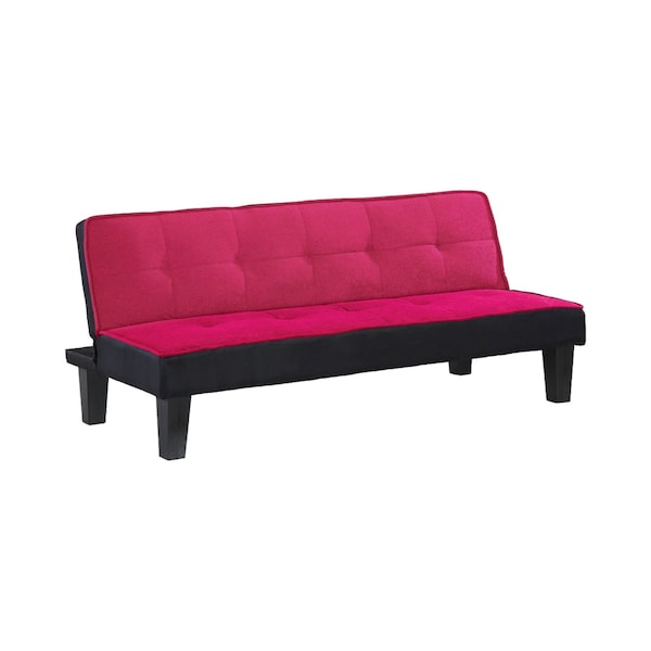 Homeroots 66" Pink Fabric Sofa With Black Legs 285670 - main