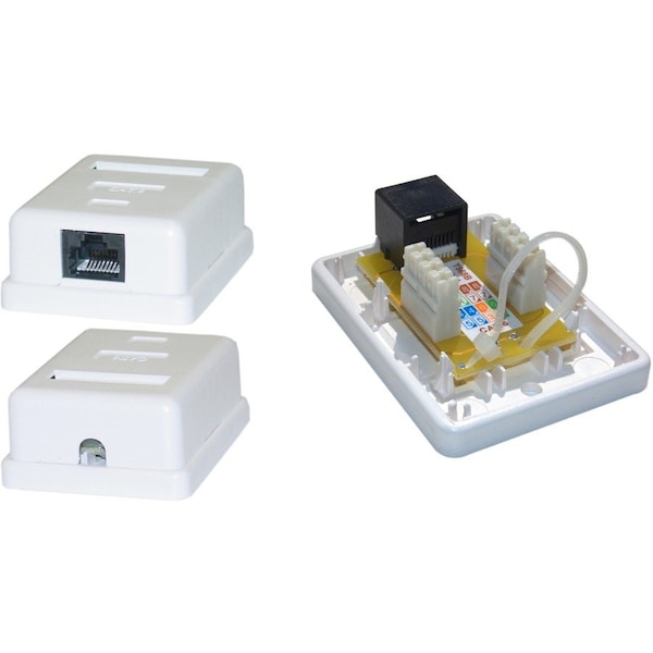 Cable Wholesale Cat6 Single Jack Surface Mount Box, Female, Unshielded, White 300-613SE - main
