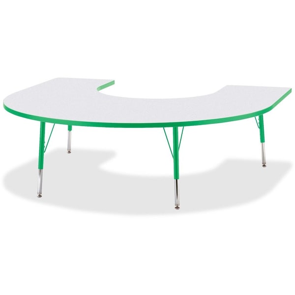 Jonti-Craft Berries Horseshoe Activity Table, 66 in. x 60 in., E-height, Freckled Gray/Green/Gray 6445JCE119 - main