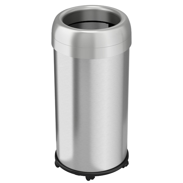 Hls Commercial 16 gal Round Indoor Metal Can, Silver, Open Top, Stainless Steel, 14 in HLS16STRM - main
