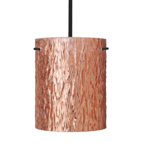 Besa Lighting Besa Tamburo 8 Stem Pendant, Stone Copper Foil, Black Finish, 1x 11W LED 1TT-4006CS-LED-BK - main