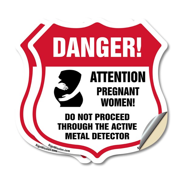 Signmission Pregnant Women Shield Sign Danger! Atten, 6 inch X 6 inch, Vinyl Decal, 2PK SHI-D-2PACK-6-433 - main
