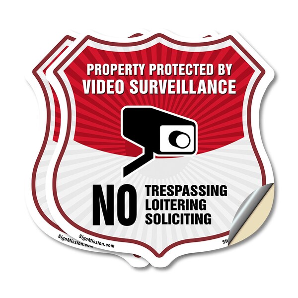 Signmission Video Surveillance Shield Sign Property, 18 inch X 18 inch, Vinyl Decal, 2PK SHI-D-2PACK-18-472 - main