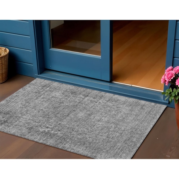 Homeroots 3' X 5' Gray And Beige Abstract Washable Indoor Outdoor Area Rug 616010 - main
