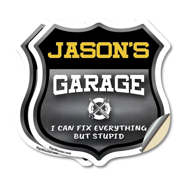 Signmission Jason's Garage I Can Fix Everything But Stupid, 4 inch X 4 inch, Vinyl Decal, 2PK SHI-D-2PACK-4-490-JASON - main