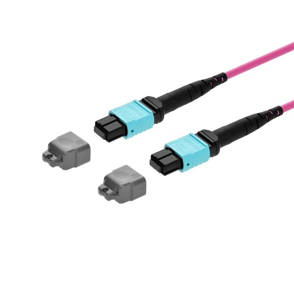 Monoprice MM OM4 OFC MTP-16 Elite UPC (F) to MTP-16 Elite UPC (F) 16-Fiber OFNP Type B Magenta 5m 48211 - main