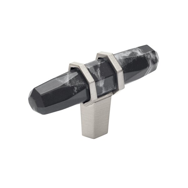 Amerock Carrione 2-1/2 in 64 mm Length Marble Black/Satin Nickel Cabinet Knob BP36647MBKG10 - main