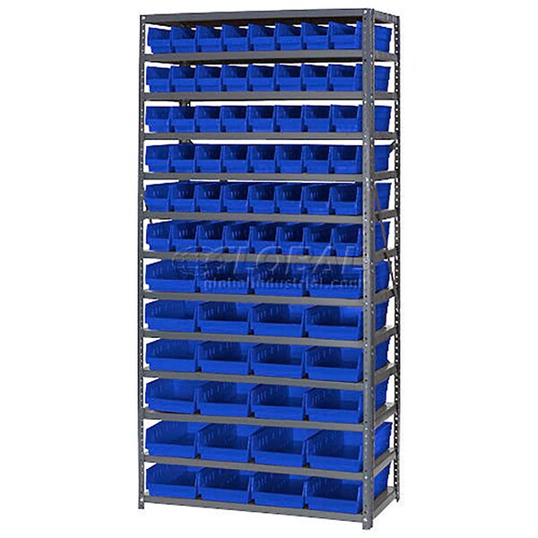 Global Industrial Steel Shelving - Total 76 4"H Plastic Shelf Bins Ivory - 36x18x72-13 Shelves 603447WH - main