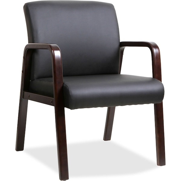 Lorell Black Leather Wood Frame Guest Chair - Black with Espresso Frame 40201 - main