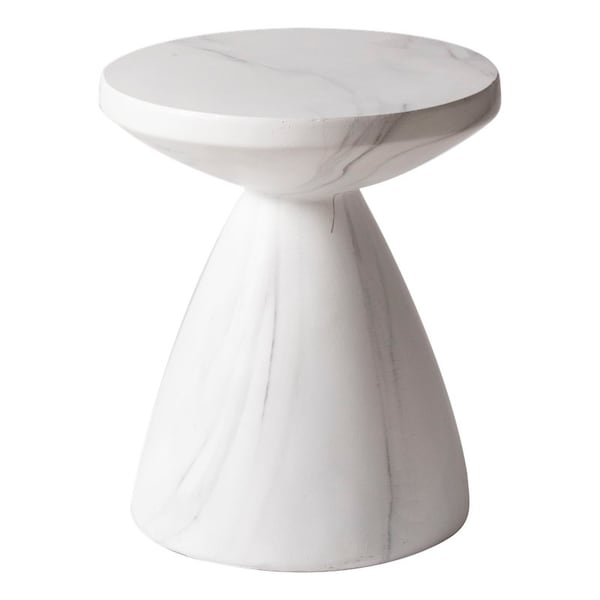 Leisuremod Dune 17 in Round Fiberstone Side Table, Pedestal Base, Weatherproof, Fully Assembled DST17MW - main