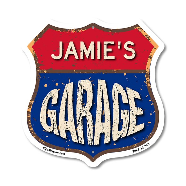 Signmission Jamie's Garage, 12 Inch X 12 Inch, Plastic Sign SHI-P-12-383-JAMIE - main