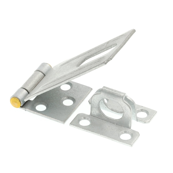 Prime-Line Door and Gate, Safety Hasp Hinge Latch, Fixed Staple 3-1/4 inch, Screws, Galvanized, Solid Brass Pin U 117113 - main