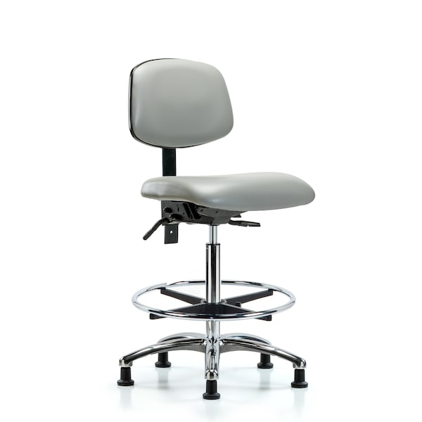 Blue Ridge Ergonomics High Bench Chair Chair, Vin, Hi Ben, Chr Tilt CF Glides, Dov, No Arms, 26" to 35-1/2" Height, Vinyl BR-VHBCH-CR-T1-A0-CF-RG-8567 - main
