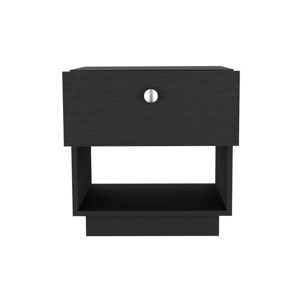 Homeroots 20" Black Wood One Drawer Nightstand 543689 - main