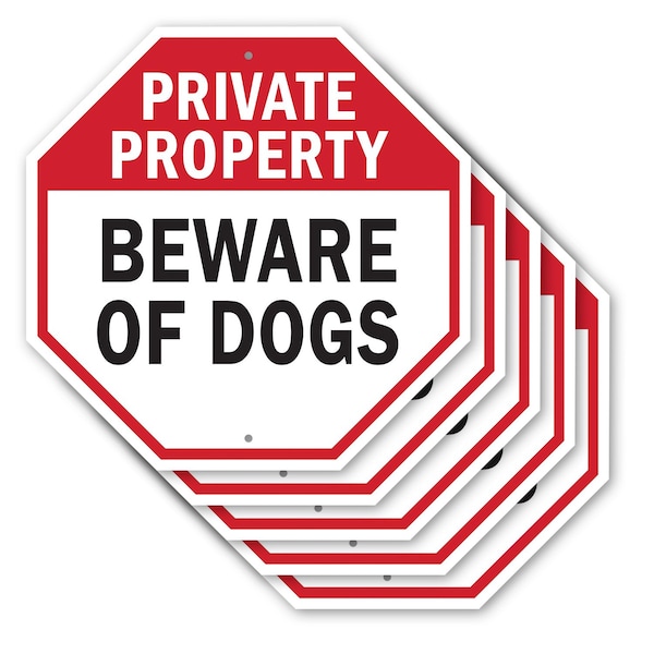 Signmission Private Property Beware of Dogs, 10 inch X 10 inch, Aluminum Metal Signs, 5PK OC-A-5Pack-10-151 - main
