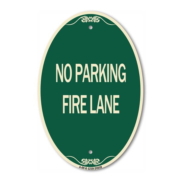 Signmission Pavement Stencil No Parking Fire Lane, 12 Inch X 18 Inch Architectural Oval, Heavy Gauge Aluminum A-OV-G-1218-24610 - main