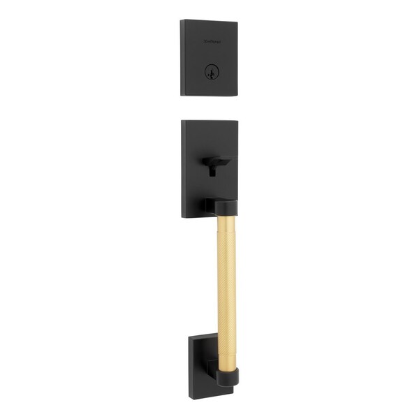 Kwikset Single Cylinder Prava Exterior Handleset with Satin Brass Grip with SmartKey with 6AL Latch and 818PVHLIP-5144S.STRKP - main