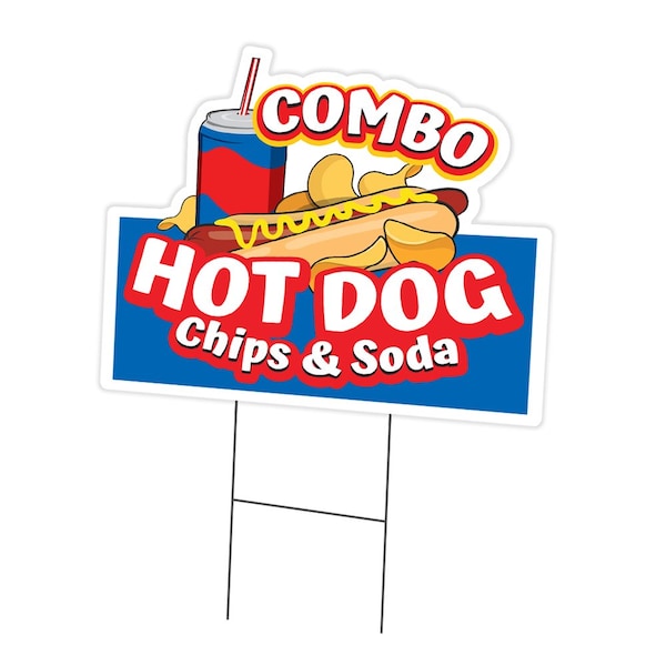 Signmission Hot Dogs Chips & Soda Combo Die Cut Yard & Stake plastic, 1824-Hot Dogs Chips & Soda Combo C-DC-1824-DS-Hot Dogs Chips And Soda Combo19 - main