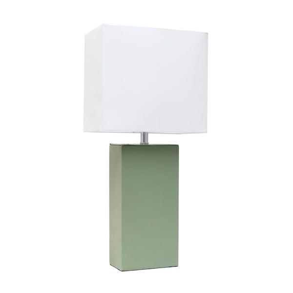 Homeroots 21" Sage Faux Leather Table Lamp With White Shade 643025 - main