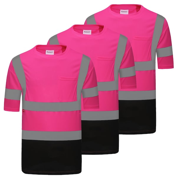 Protectx Short Sleeve T-Shirt, Polyester, Pink, M, 3 PK ST-150SS1-PK-M-03 - main