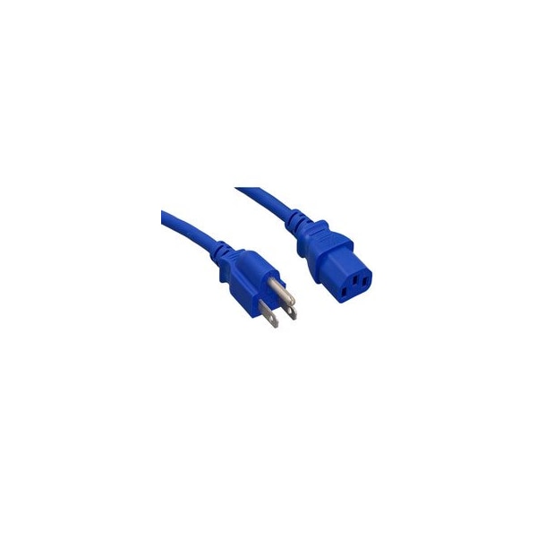 Cable Wholesale Computer / Monitor Power Cord, Blue, NEMA 5-15P to C13, 18AWG, 10 Amp, 6 foot 10W1-01206BL - main