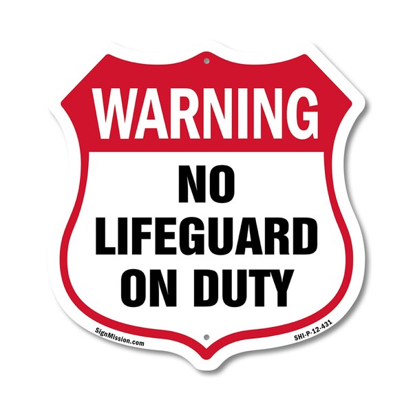 Signmission Pool Safety Shield Sign Warning No Lifeg, 12 Inch X 12 Inch, Plastic Sign SHI-P-12-431 - main