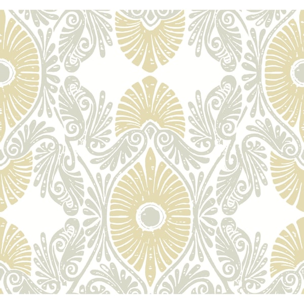 A-Street Prints Villa Light Yellow Embellished Ogee Wallpaper 4122-72400 - main