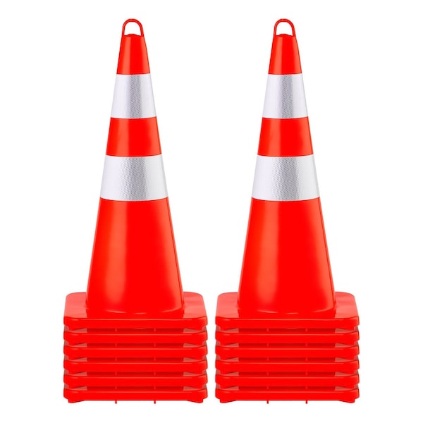 Vevor 12PCS Safety Cones Traffic Cones 28" Orange Reflective Collars Road Cones, 12PK CC-A70 - main