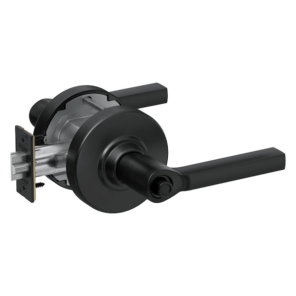 Schlage Grade 1 Entrance/Office Cylindrical Lock, Conventional Cylinder, Latitude Lever w/Rose, Matte Black PC50P LAT 622 - main