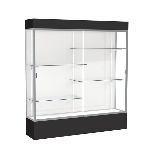 Ghent Lighted Floor Display Case 72x80x16, White, Satin 3176WB-SN-BK - main