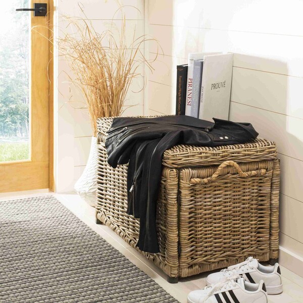 Happimess Jacob 30.7in Hand-Woven Wicker Storage Trunk, Natural HPM9003B - main