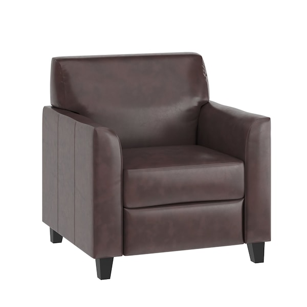 Flash Furniture Contemporary Chair, Brown Back, 30-1/2 in W 29" L 31-1/2" H, Flared, Leather Seat BT-827-1-BN-GG - main