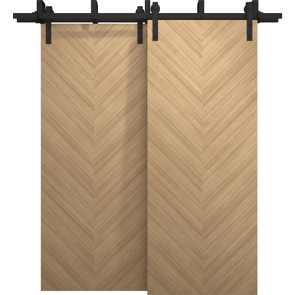Sartodoors Sliding Closet Barn Bypass Doors 36 x 80 inches, Ego 5005 Natural Oak, Modern 6.6ft Rails Hardware EGO5005BBB-SNA-36 - main