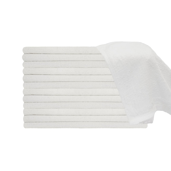 Supremeplus Economy White Wash Cloth Towels, 12 in x 12 in, Pack of 24, 24PK SP-4538 - main