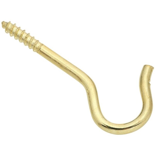 National Hardware V2666 Series Ceiling Hook, 2-1/5 in L, Steel, Brass N274-936 - main