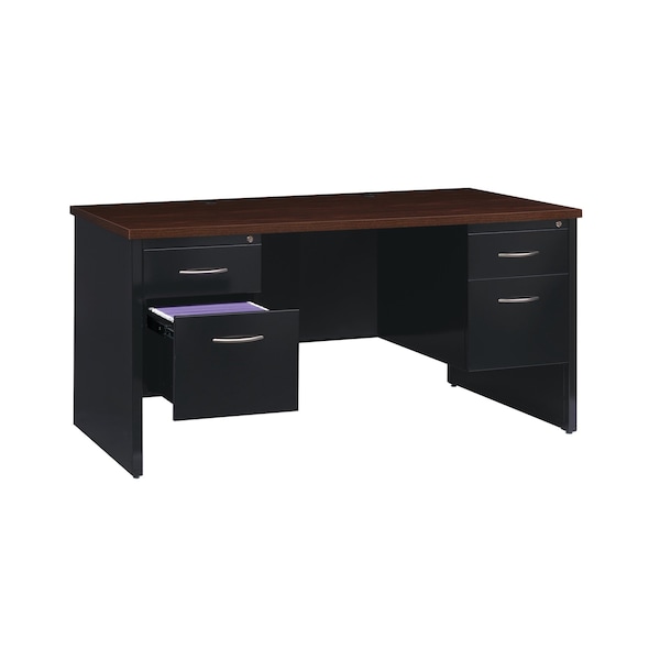 Hirsh Desk Pedestal, 30 in D X 29 1/2 in H, 60 in W X Steel, Black/Walnut 20533 - main