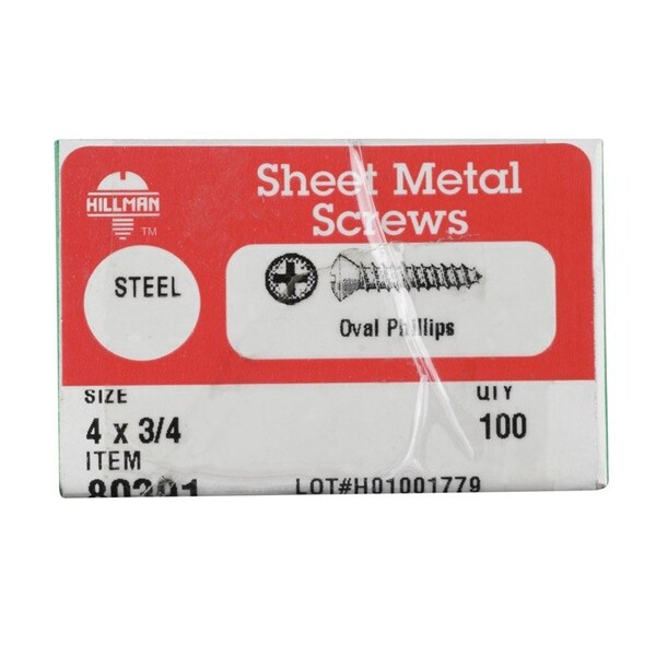 Hillman Sheet Metal Screw, Flat Head Phillips Drive, 100 PK 80209 - main