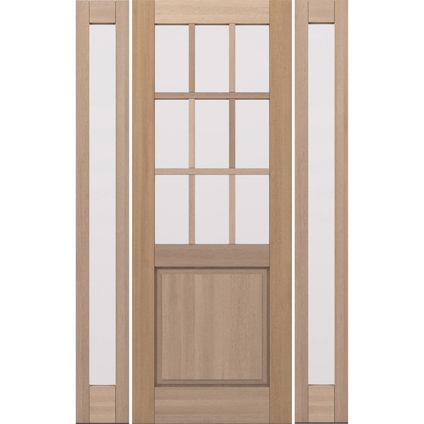 Doornmore G5009, 65.25" x 98" ( 36" Door + 2x12" Side) Left Hand, Mahogany SDL 9 Lite, 1/2 Lite Exterior Door G5009-SW-3696-G101-SL_1-2_LI - main