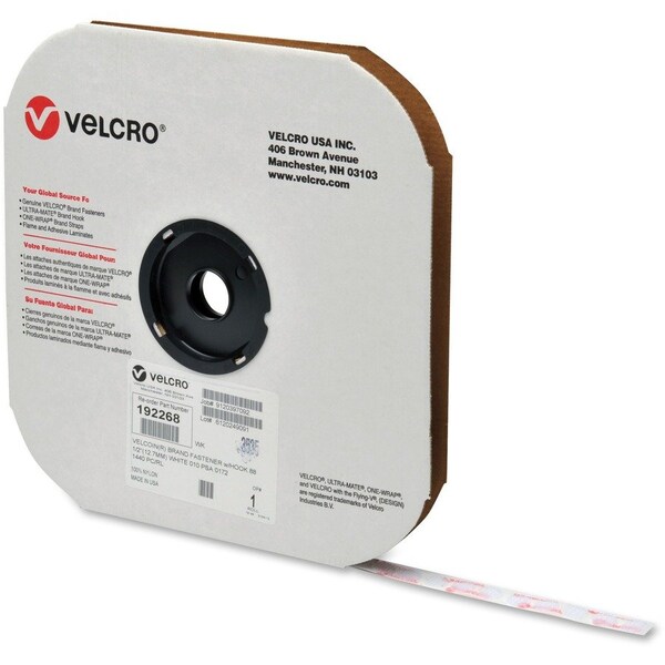 Velcro Brand Reclosable Fastener, Disc, Acrylic Adhesive, 1/2 in, White, 1440 PK 192268 - main