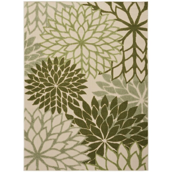 Homeroots 5' X 8' Ivory And Green Floral Indoor Outdoor Area Rug 548054 - main