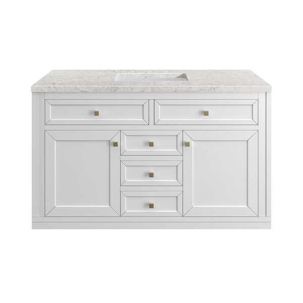 James Martin Vanities Chicago 48 in. Single Vanity, Glossy White, w/ 3 CM Eternal Jasmine Pearl Silestone Top 503-V48-GW-3EJP - main